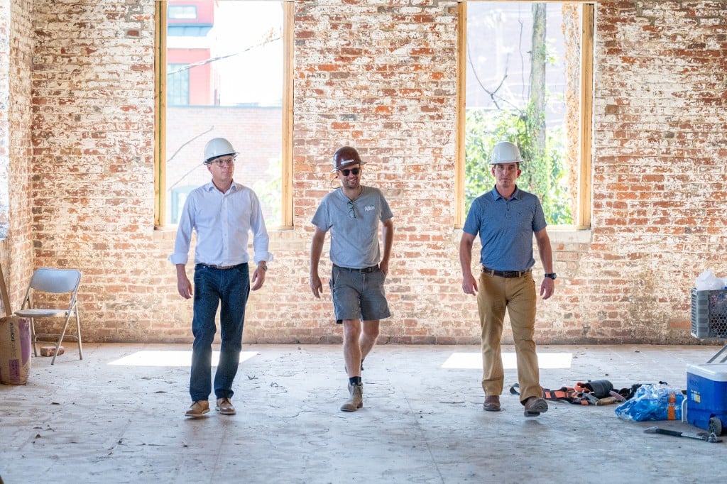 Altus team walking through a construction site